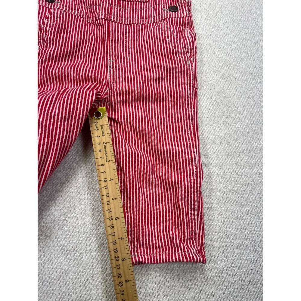 OshKosh B'gosh Overalls Kids 12m Red White Hickory Stripe Jersey Lined Dungarees